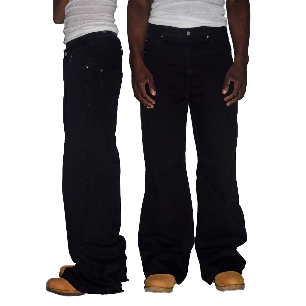 Washed Flared Denim in Black