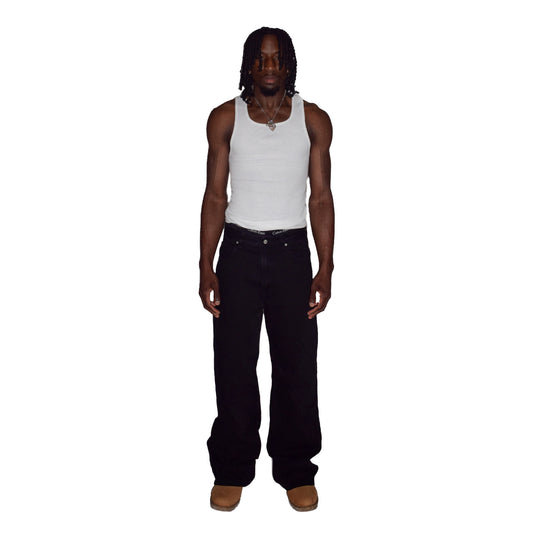 Washed Flared Denim in Black